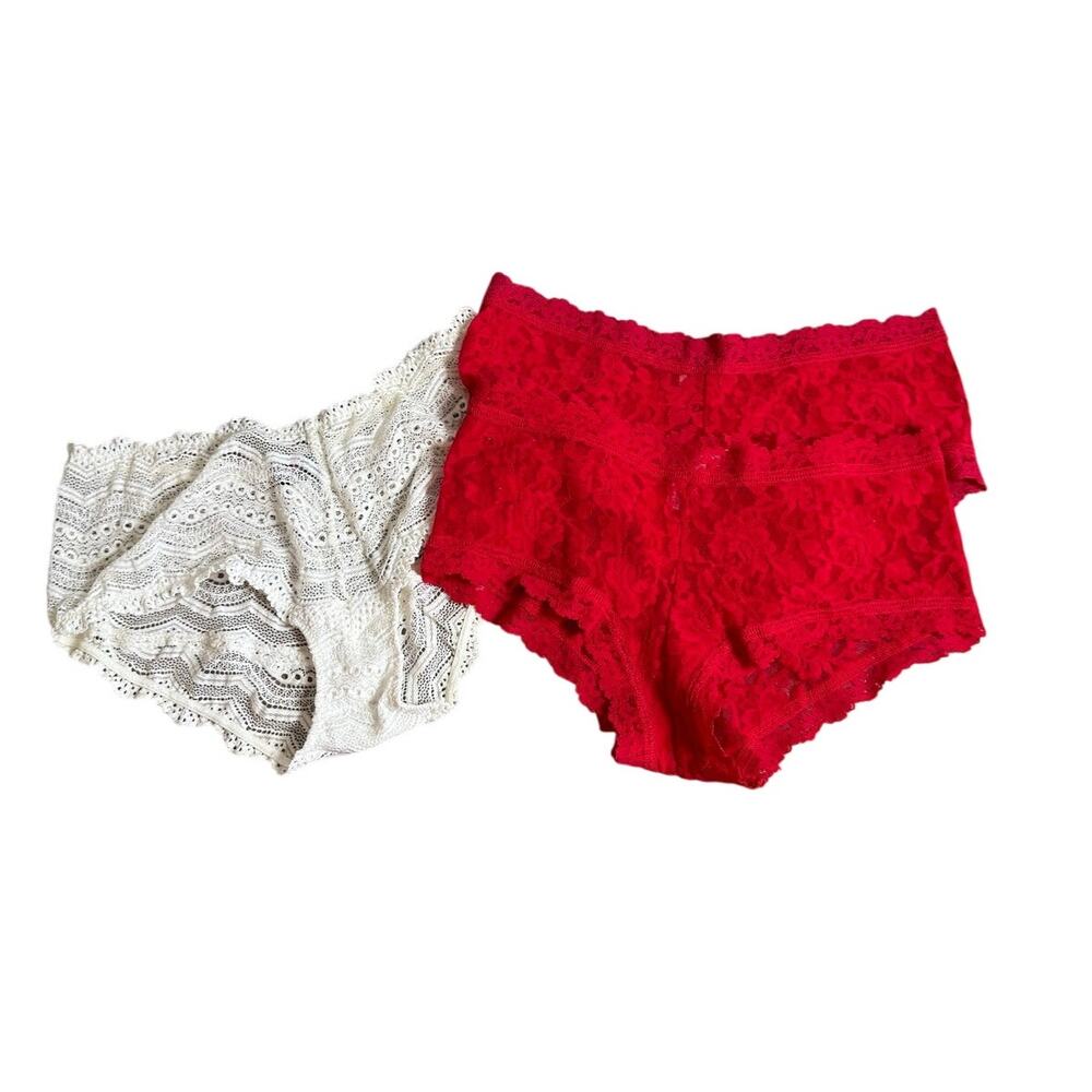 Hanky Panky & Cosabella Lace Boyshort Panties Bundle Size Small Medium Red White